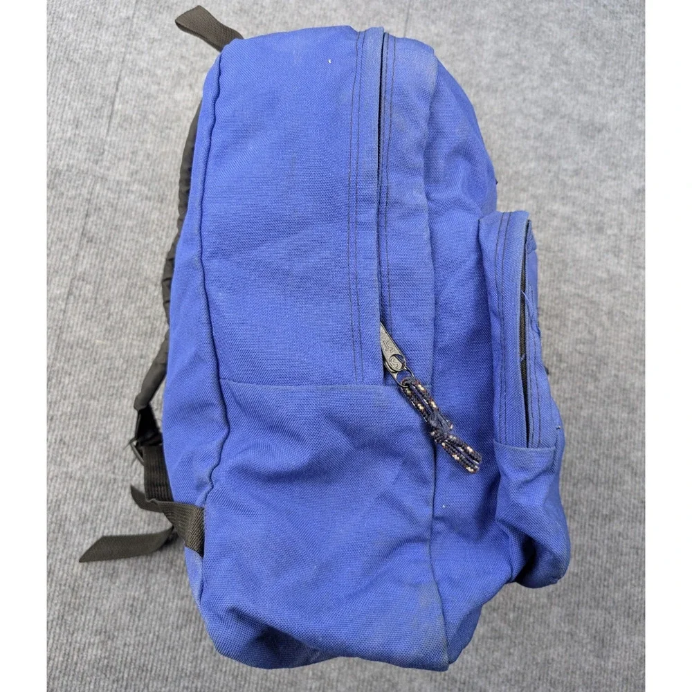 Vintage Jansport Backpack USA Made Blue 90s 1994 School Canvas Book Bag Zip